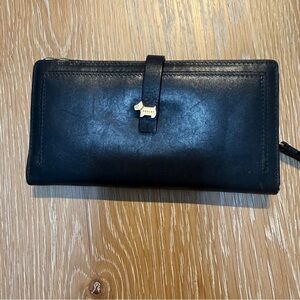 Radley London Black Leather Long Wallet Dog Charm